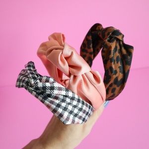 H&M Accessories - H&M Pink, Plaid & Leopard Satin Headband Set H&M Accessories - H&M Pink, Plaid & Leopard Satin Headband Set